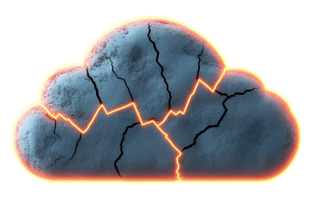 Illustration of a broken cloud representing common cloud infrastructure problems