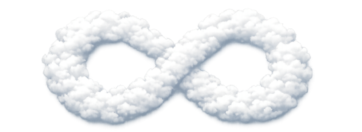 An illustration of a devops symbol made out of clouds representing cloud infrastructure devops